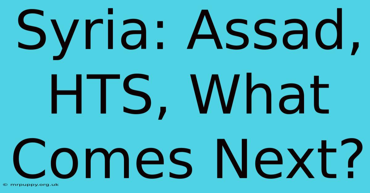 Syria: Assad, HTS, What Comes Next?