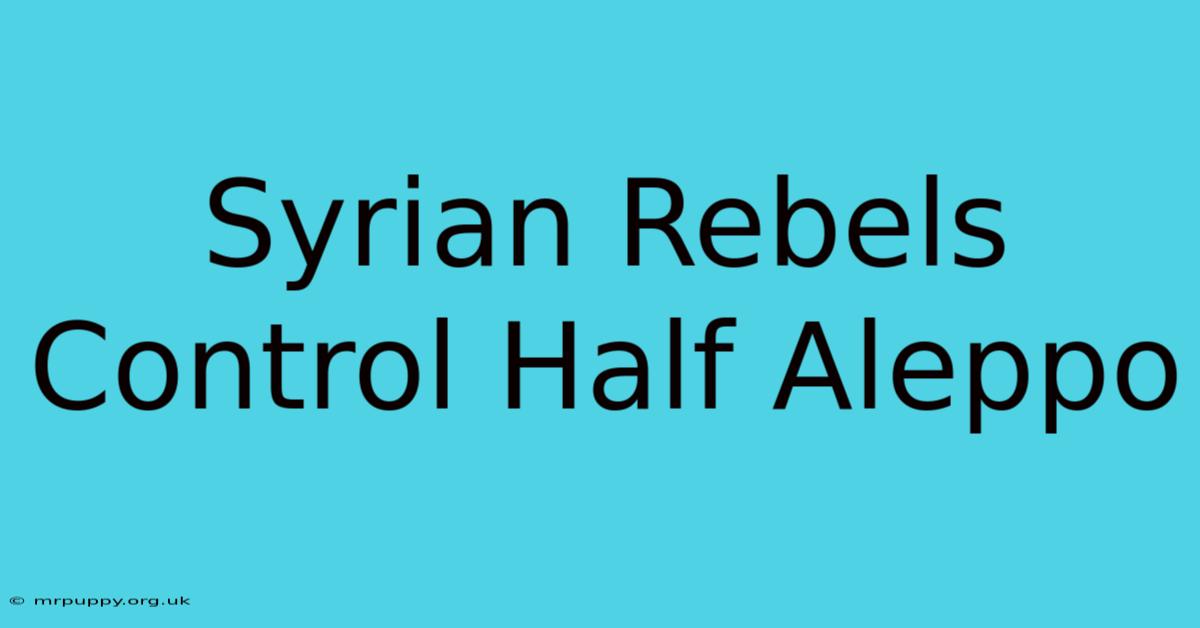 Syrian Rebels Control Half Aleppo