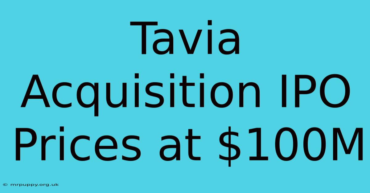 Tavia Acquisition IPO Prices At $100M