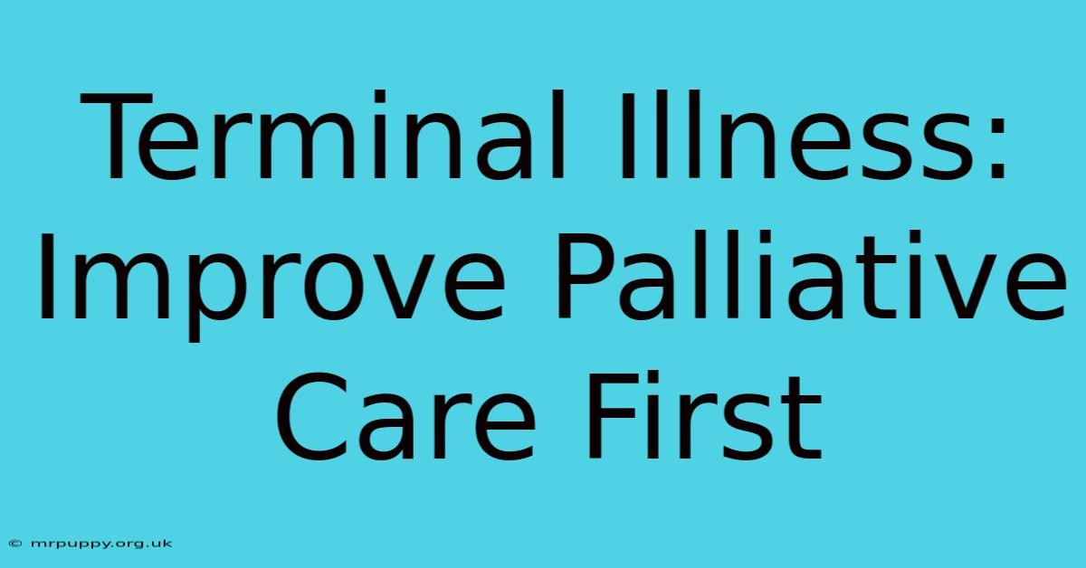 Terminal Illness: Improve Palliative Care First