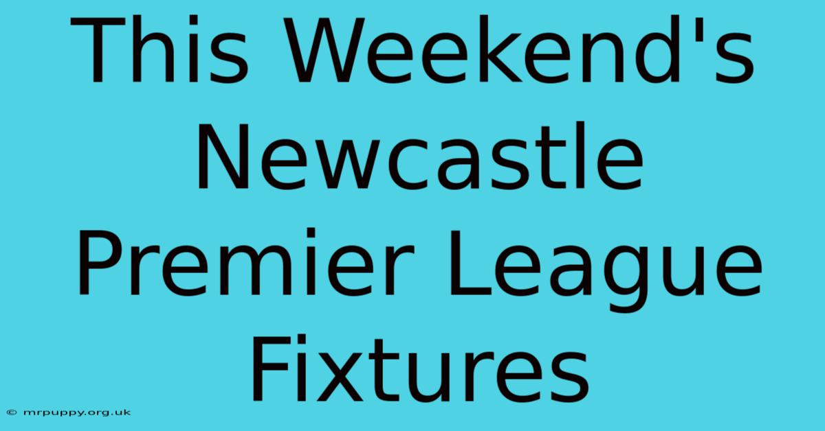 This Weekend's Newcastle Premier League Fixtures