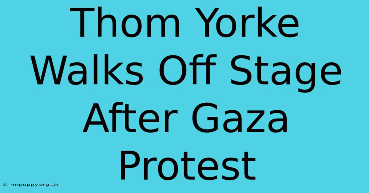 Thom Yorke Walks Off Stage After Gaza Protest