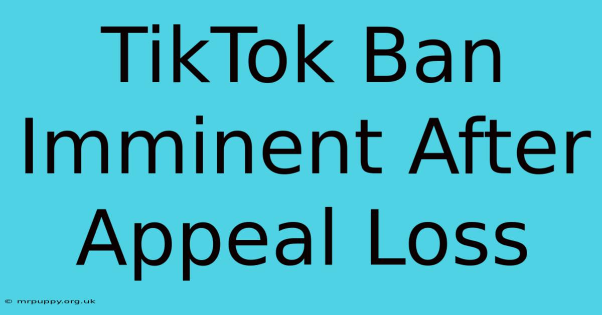 TikTok Ban Imminent After Appeal Loss