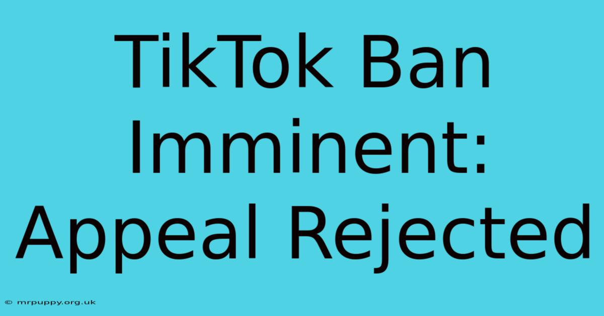 TikTok Ban Imminent: Appeal Rejected