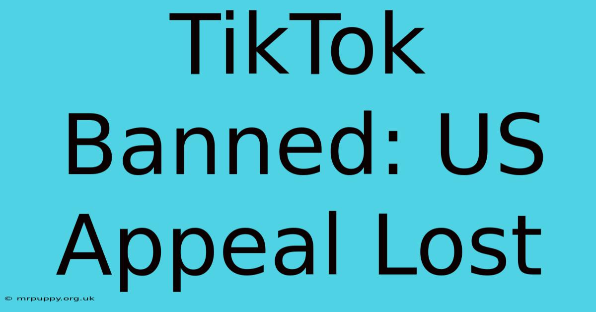 TikTok Banned: US Appeal Lost