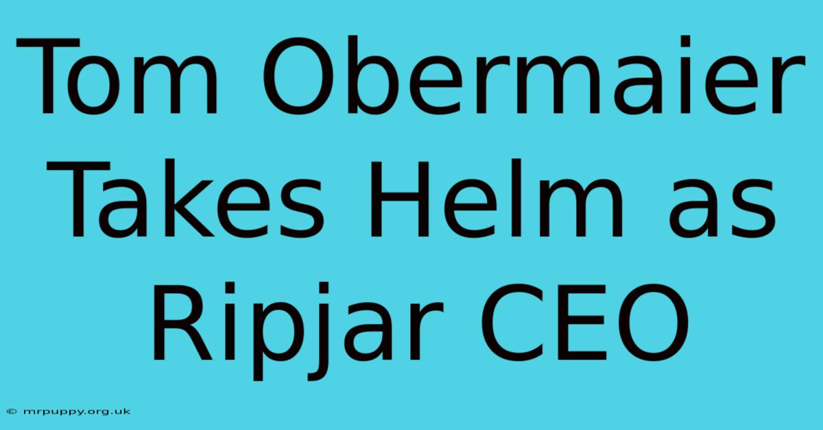 Tom Obermaier Takes Helm As Ripjar CEO