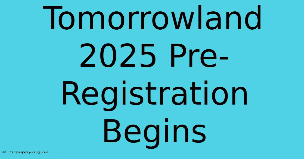 Tomorrowland 2025 Pre-Registration Begins