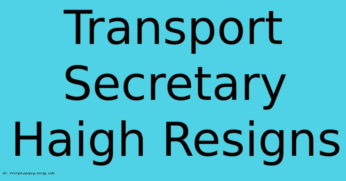 Transport Secretary Haigh Resigns