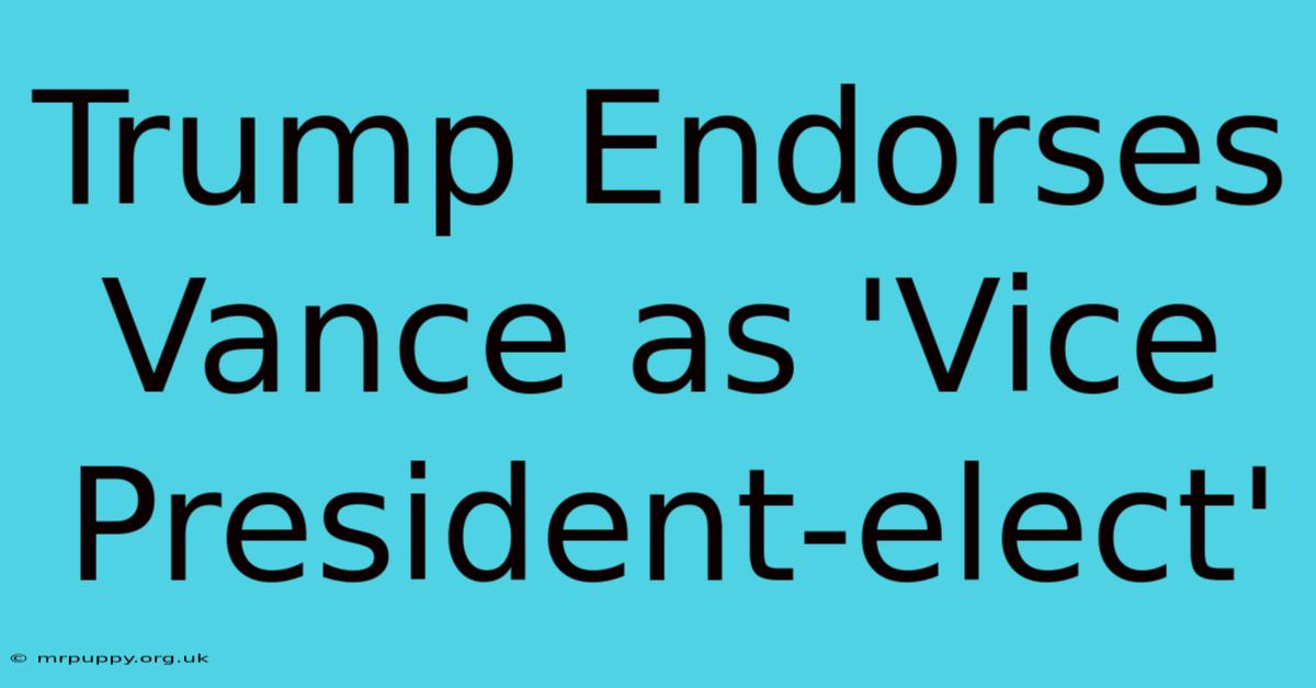 Trump Endorses Vance As 'Vice President-elect'