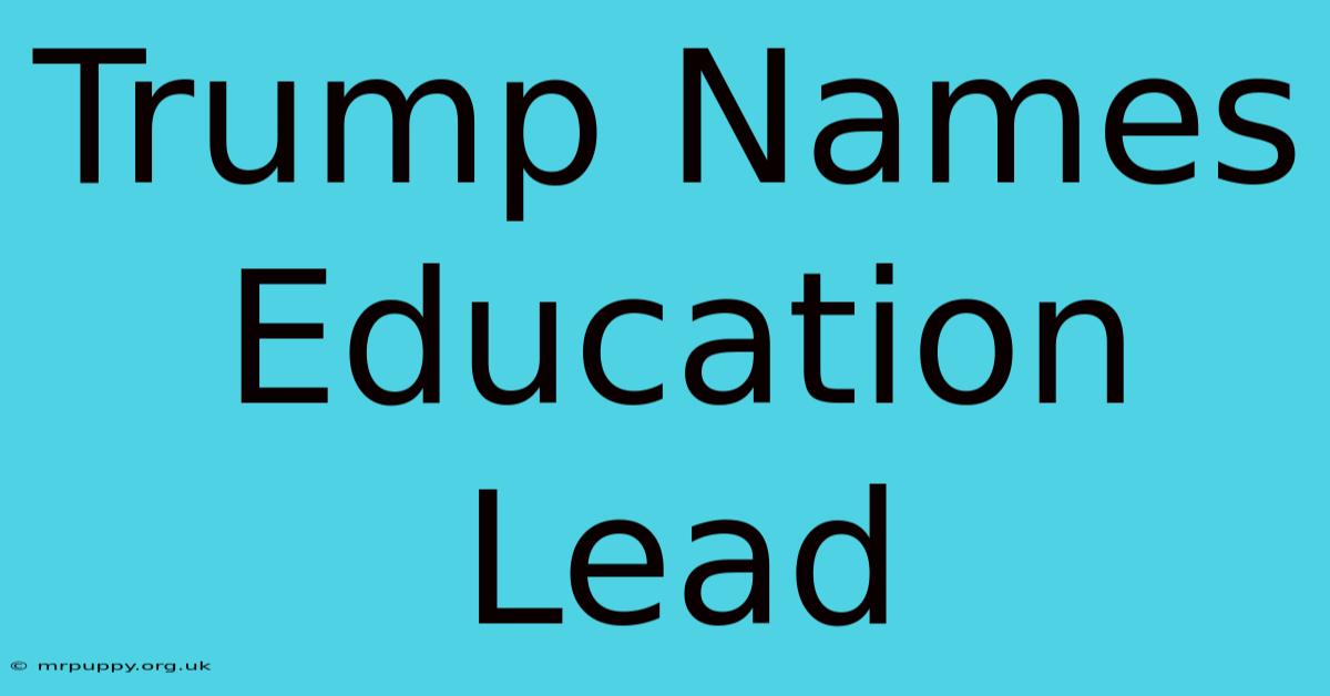 Trump Names Education Lead