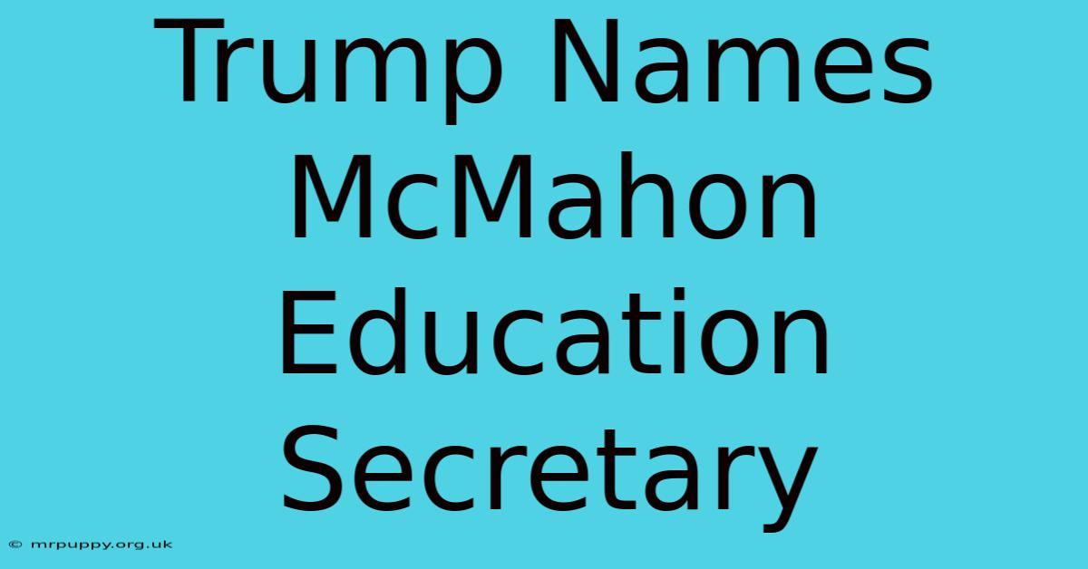 Trump Names McMahon Education Secretary