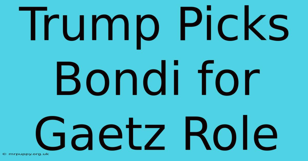 Trump Picks Bondi For Gaetz Role