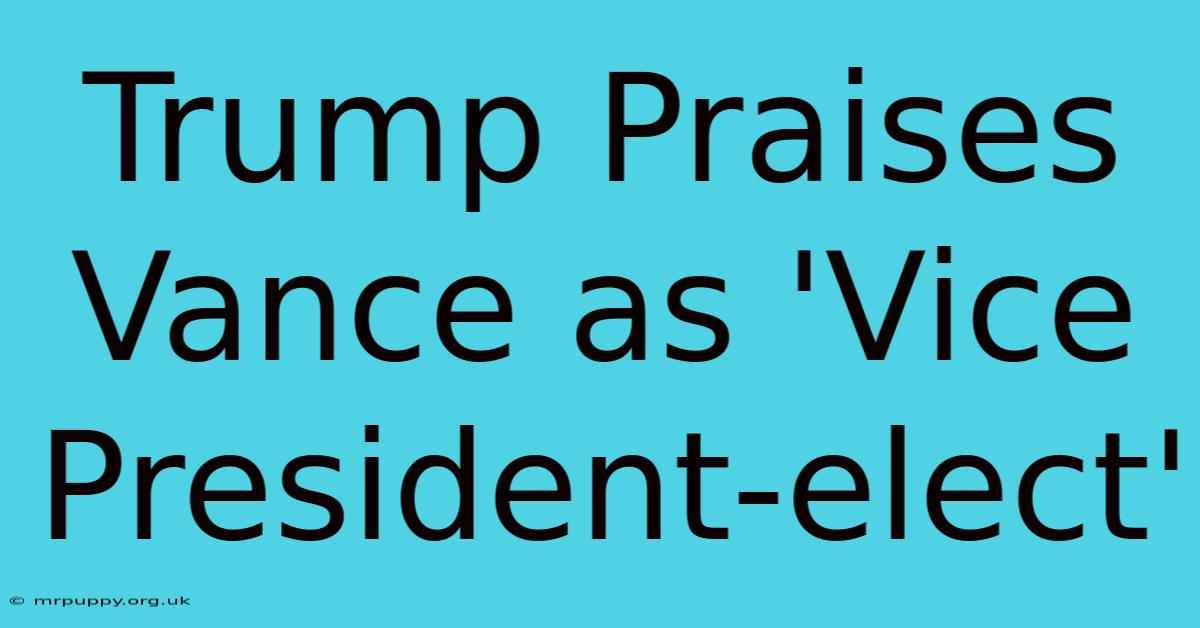 Trump Praises Vance As 'Vice President-elect' 