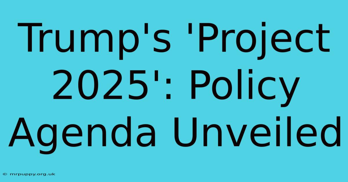 Trump's 'Project 2025': Policy Agenda Unveiled