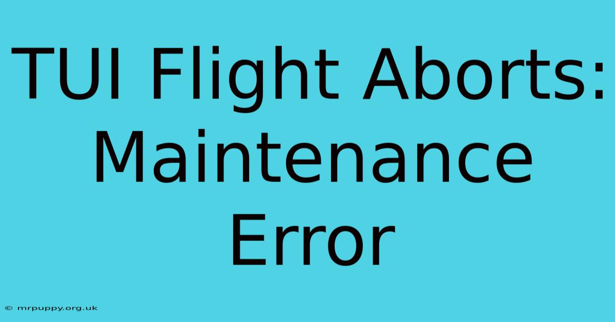 TUI Flight Aborts: Maintenance Error