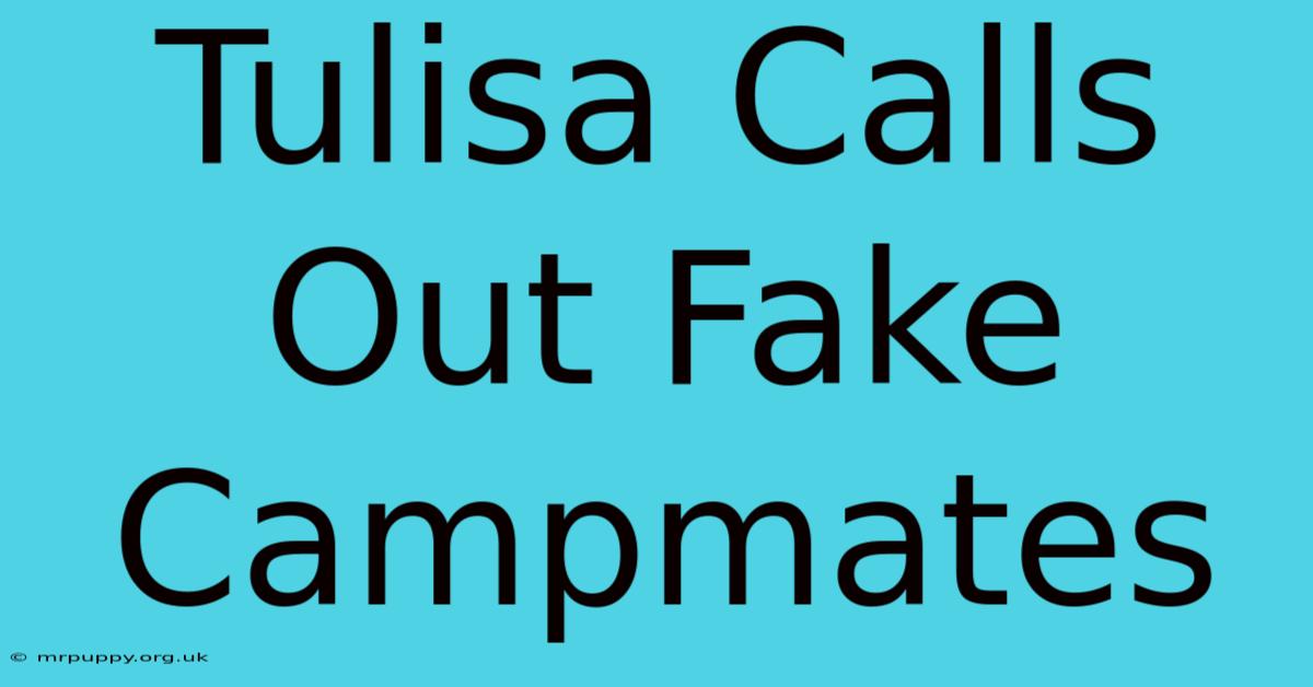 Tulisa Calls Out Fake Campmates