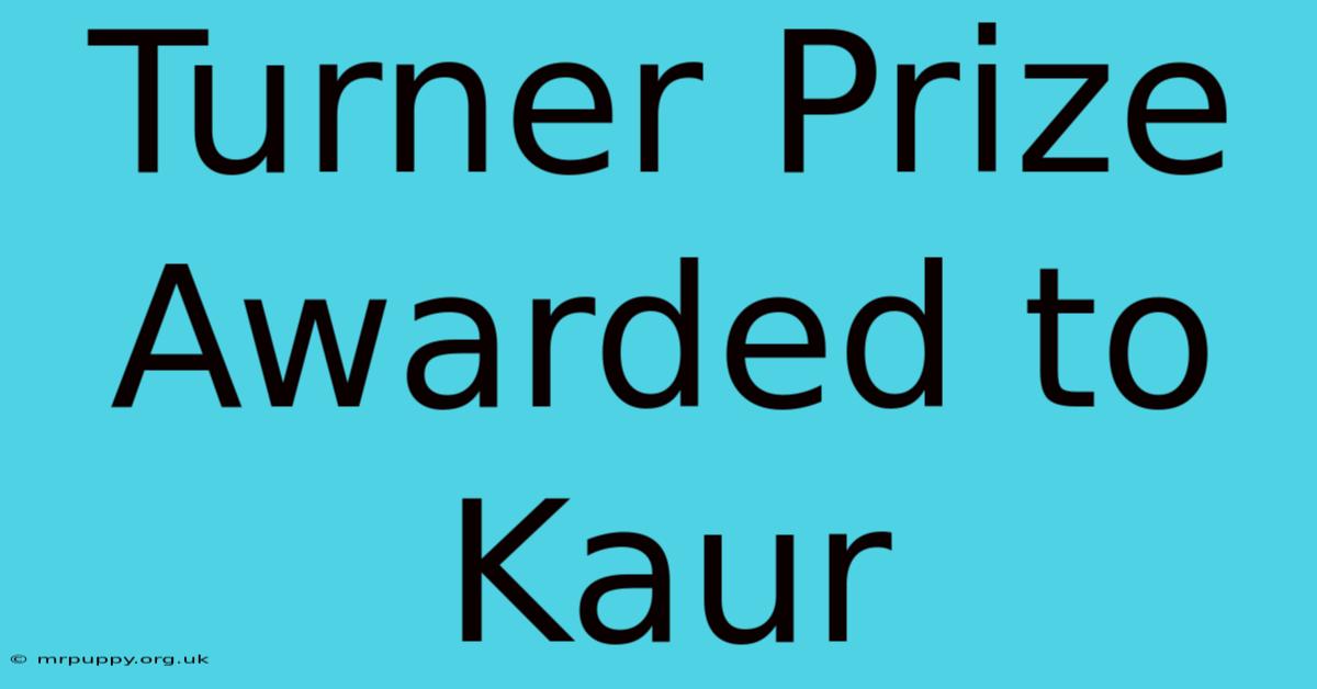 Turner Prize Awarded To Kaur