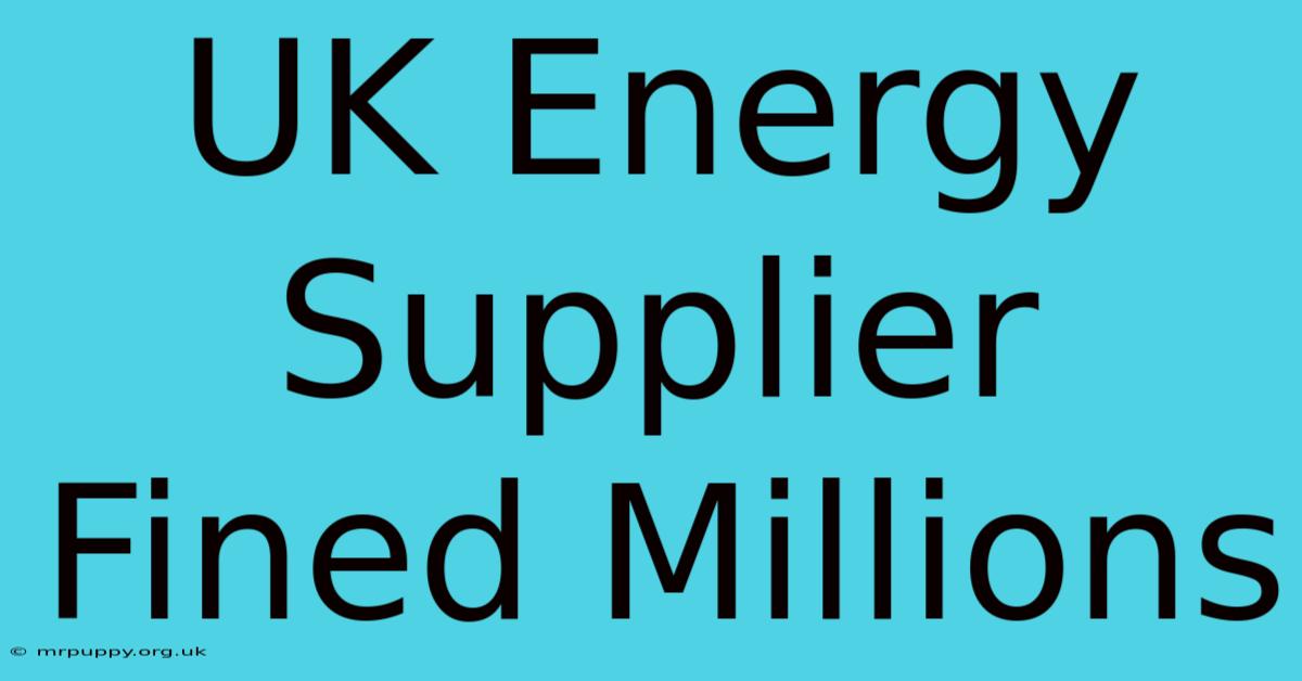 UK Energy Supplier Fined Millions