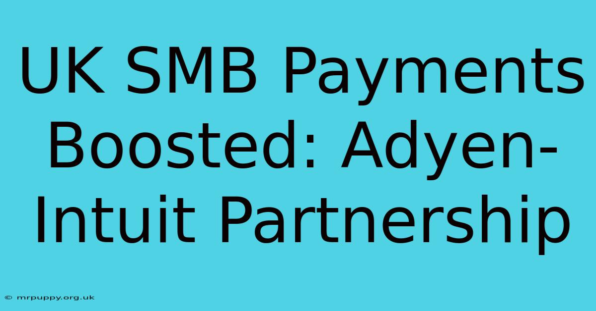 UK SMB Payments Boosted: Adyen-Intuit Partnership