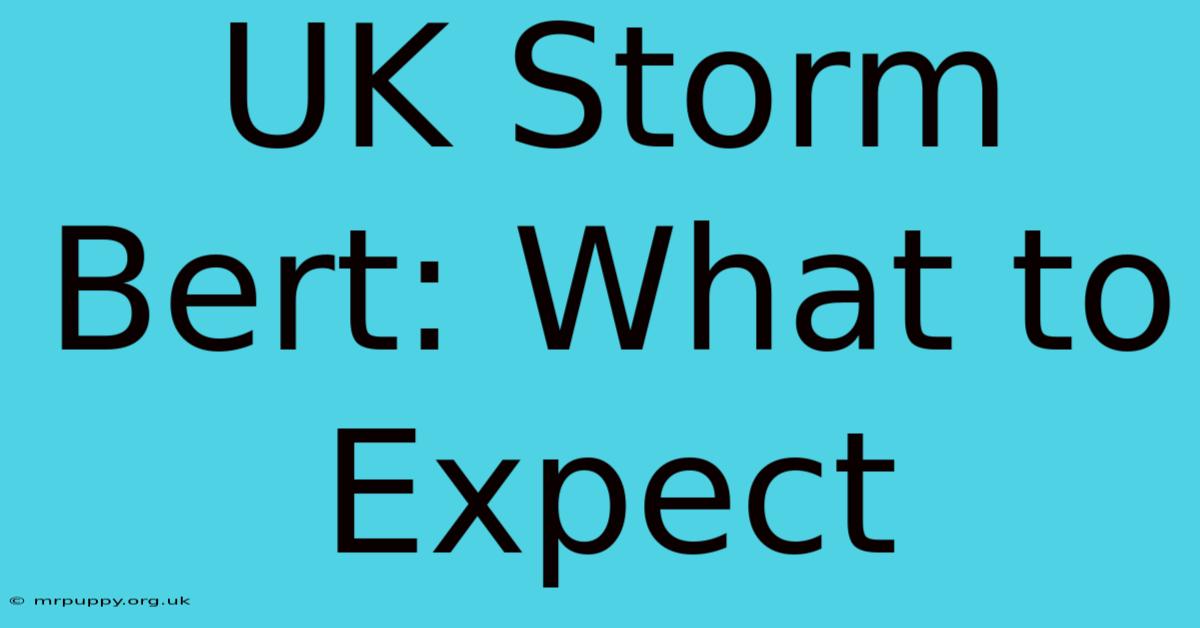 UK Storm Bert: What To Expect