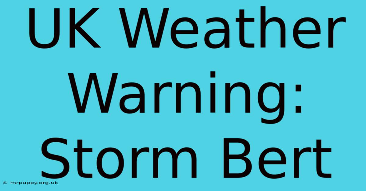 UK Weather Warning: Storm Bert