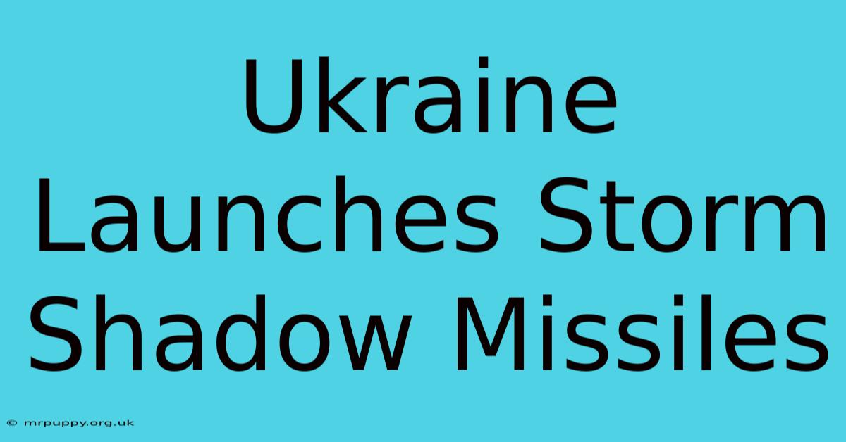 Ukraine Launches Storm Shadow Missiles