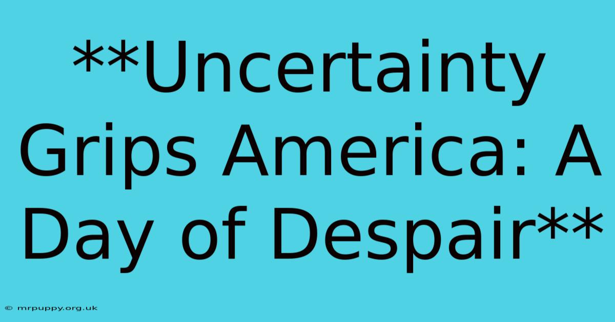 **Uncertainty Grips America: A Day Of Despair** 