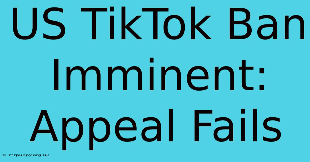 US TikTok Ban Imminent: Appeal Fails