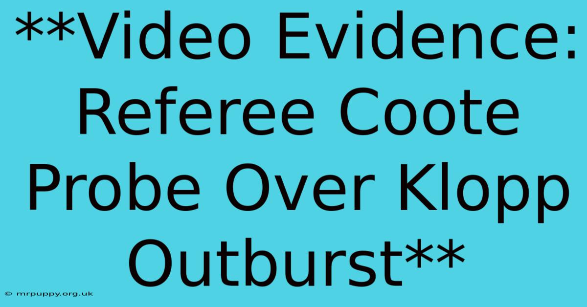 **Video Evidence: Referee Coote Probe Over Klopp Outburst** 