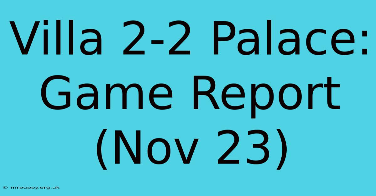 Villa 2-2 Palace: Game Report (Nov 23)