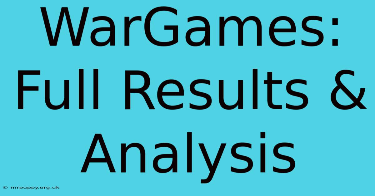 WarGames: Full Results & Analysis