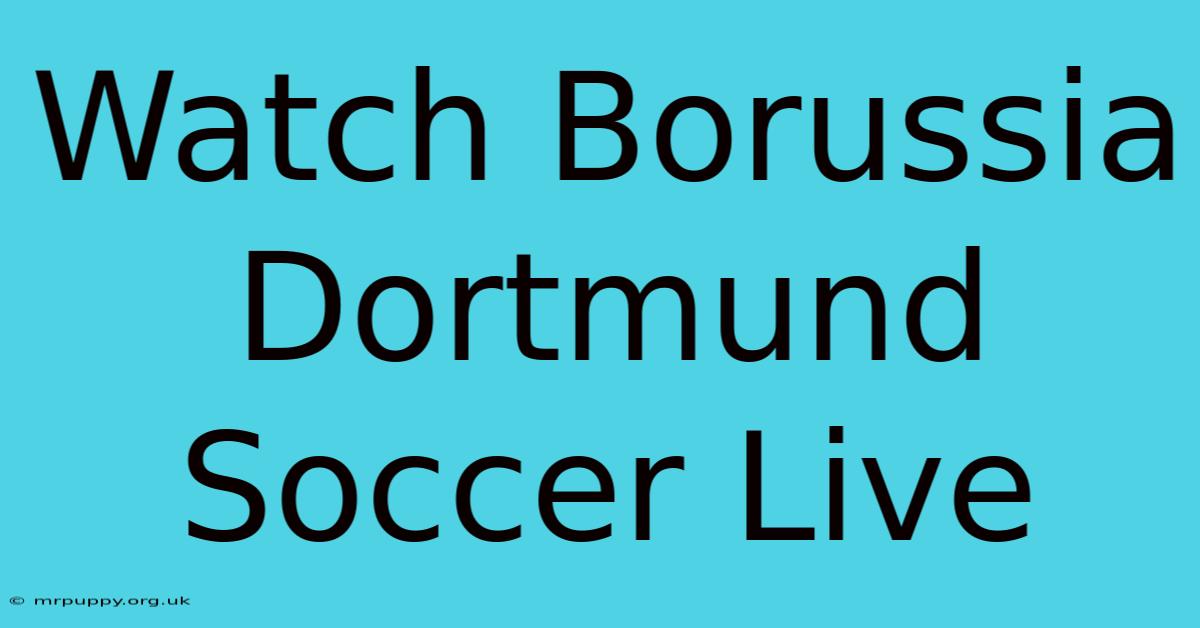 Watch Borussia Dortmund Soccer Live