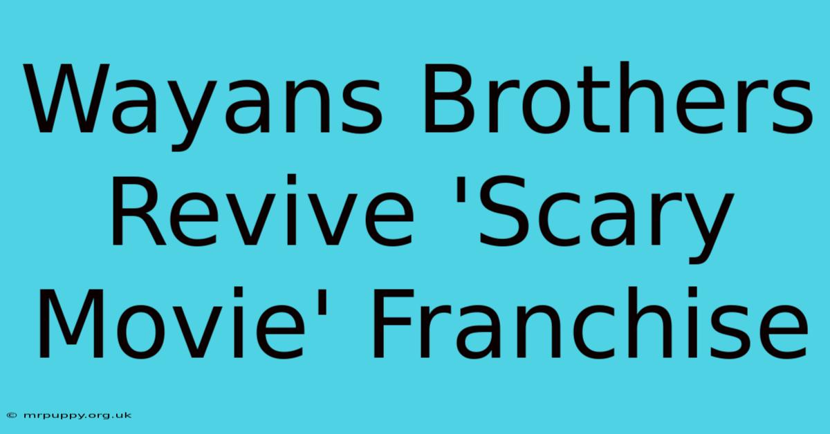 Wayans Brothers Revive 'Scary Movie' Franchise