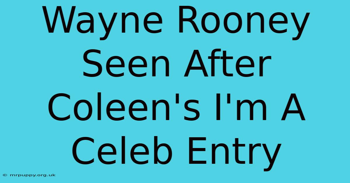 Wayne Rooney Seen After Coleen's I'm A Celeb Entry