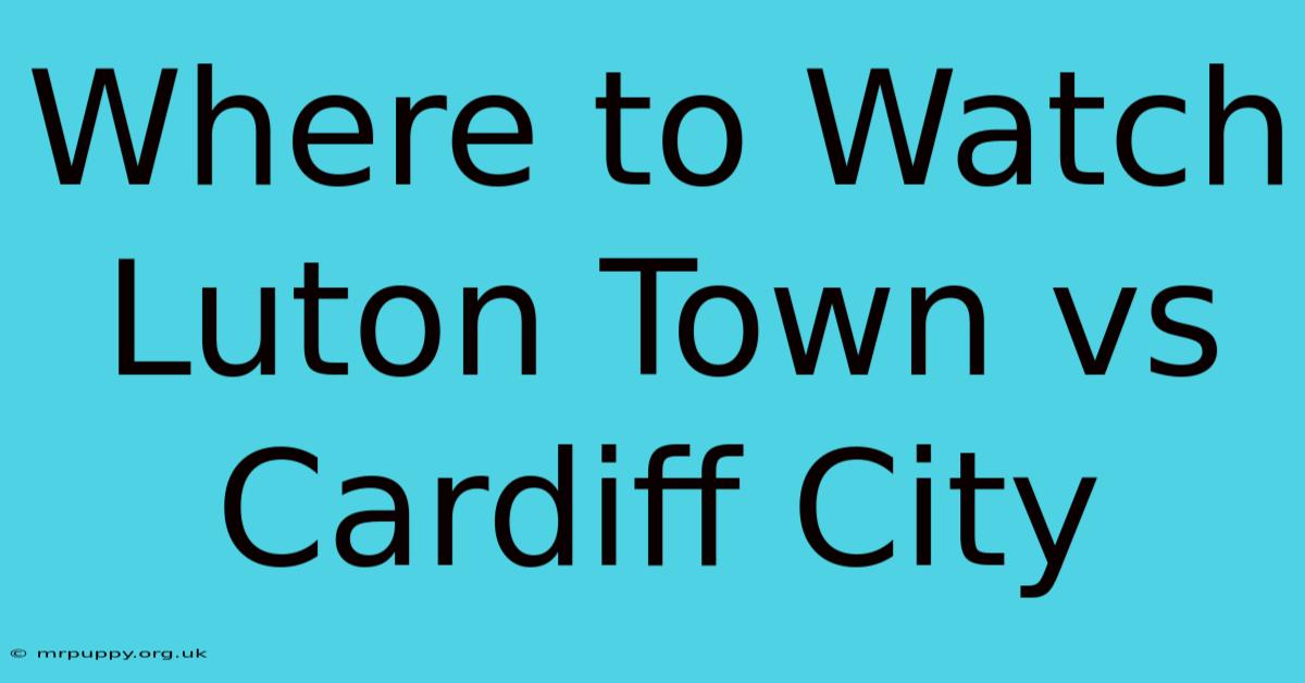 Where To Watch Luton Town Vs Cardiff City 