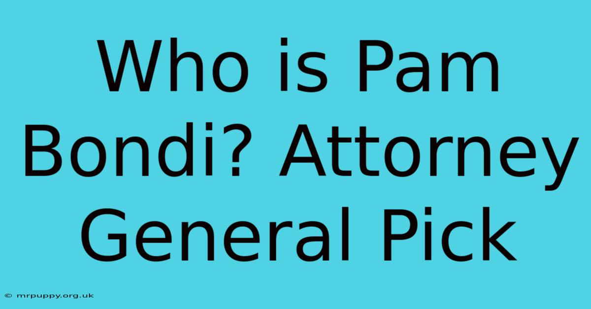 Who Is Pam Bondi? Attorney General Pick