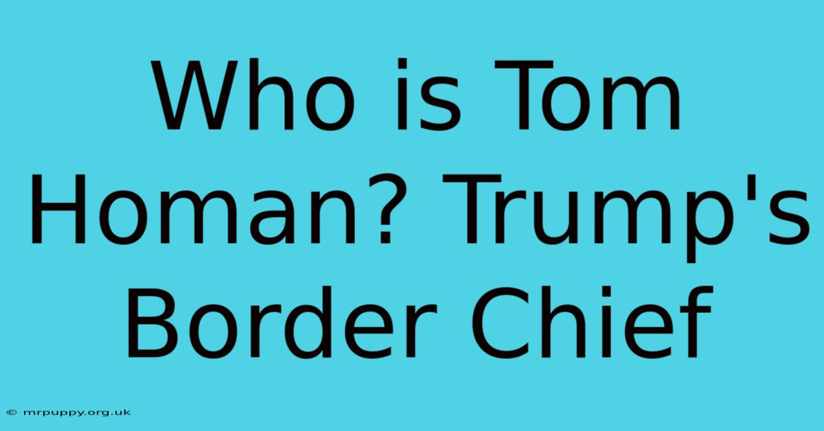 Who Is Tom Homan? Trump's Border Chief