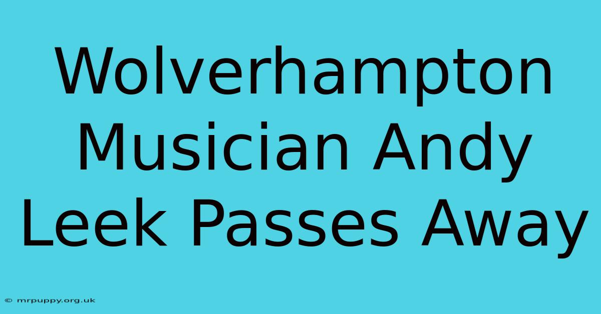 Wolverhampton Musician Andy Leek Passes Away