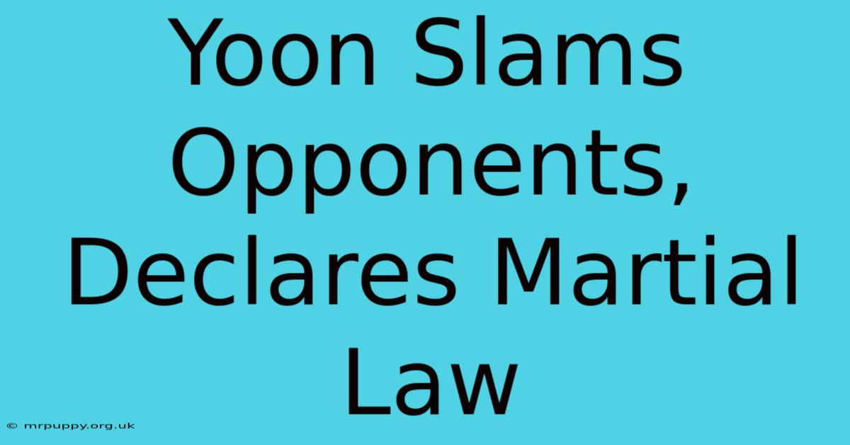 Yoon Slams Opponents, Declares Martial Law